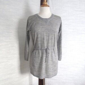 Club Monaco Heather Grey Merino Wool Lightweight Tunic Drawstring Sweater Top